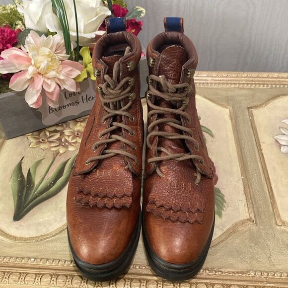 Rare Justin George Strait Brown Leather Doug Kiltie Western Cowgirl Boots Sz 7 - Picture 7 of 14